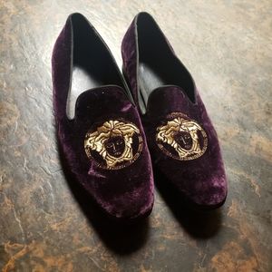 Versace head velvet loafers